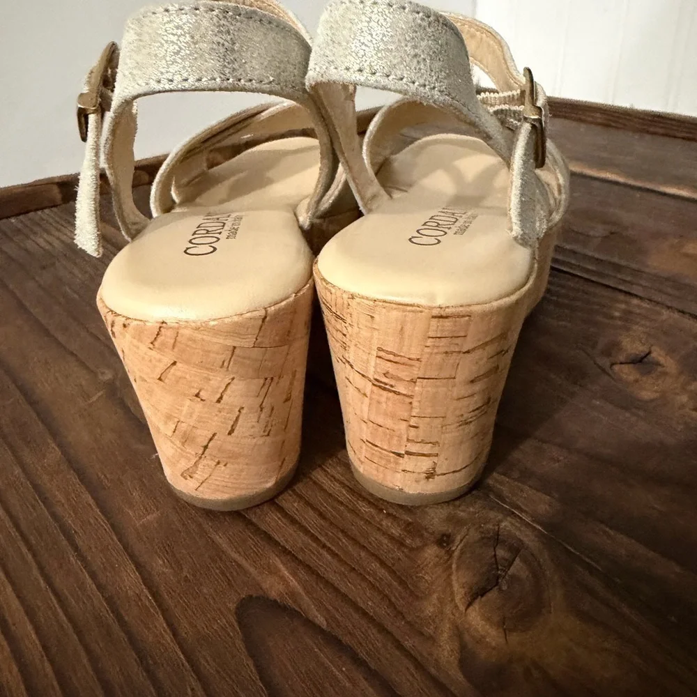 Cordani Italy Shimmer Wedge Leather Sandals